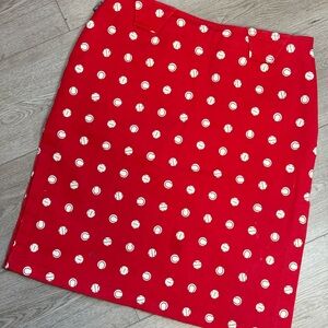 Moschino Jeans Red and White Polka Dot Pencil Skirt Vintage 90s Novelty Sz.30